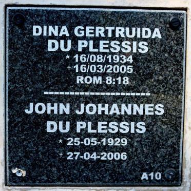 PLESSIS John Johannes, du 1929-2006 &amp; Dina Gertruida 1934-2005