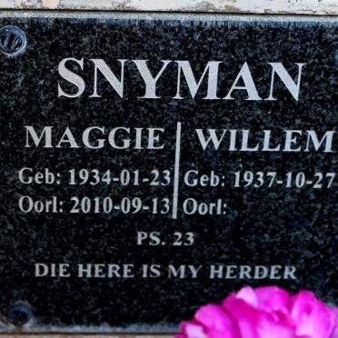 SNYMAN Willem 1937- &amp; Maggie 1934-2010