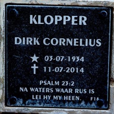 KLOPPER Dirk Cornelius 1934-2014