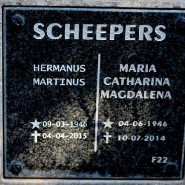 SCHEEPERS Hermanus Martinus 1946-2015 &amp; Maria Catharina Magdalena 1946-2014