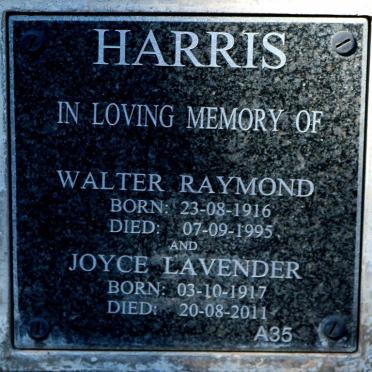 HARRIS Walter Raymond 1916-1995 &amp; Joyce Lavender 1917-2011