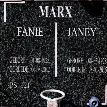 MARX Fanie 1925-2012 &amp; Janey 1928-2015