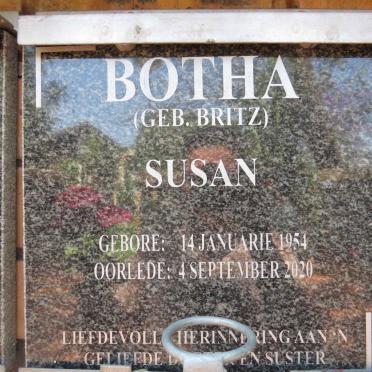 BOTHA Susan nee BRITZ 1954-2020