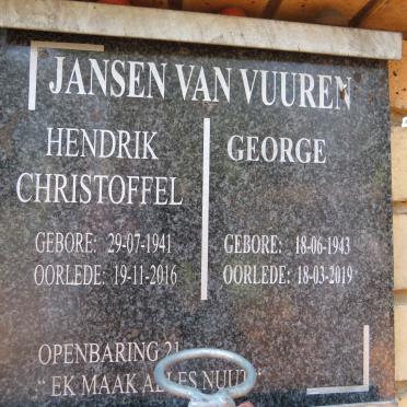 VUUREN Hendrik Christoffel, Jansen van 1941-2016 :: JANSEN VAN VUUREN George 1943-2019