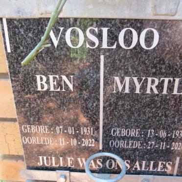 VOSLOO Ben 1931-2022 &amp; Myrtle 1936-2020