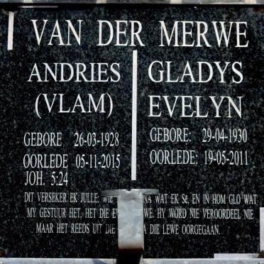 MERWE Andries, van der 1928-2015 &amp; Gladys Evelyn 1930-2011