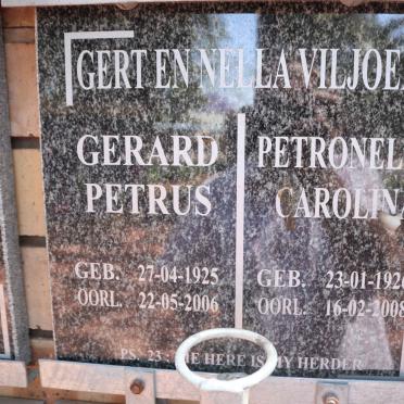 VILJOEN Gerard Petrus 1925-2006 &amp; Petronella Carolina 1926-2008