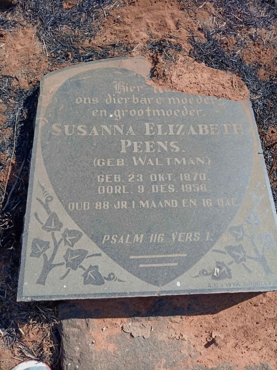 PEENS Susanna Elizabeth nee WALTMAN 1870-1958