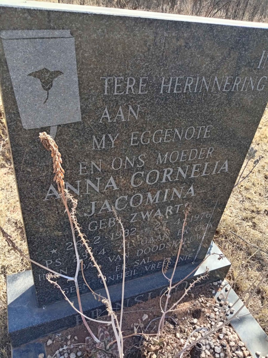PRINSLOO Anna Cornelia Jacomina nee ZWARTS 1932-1976