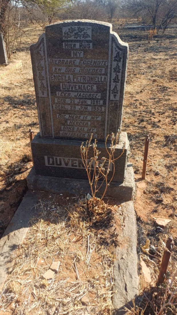 DUVENAGE Engela Petronella nee JACOBSZ 18?1-1953