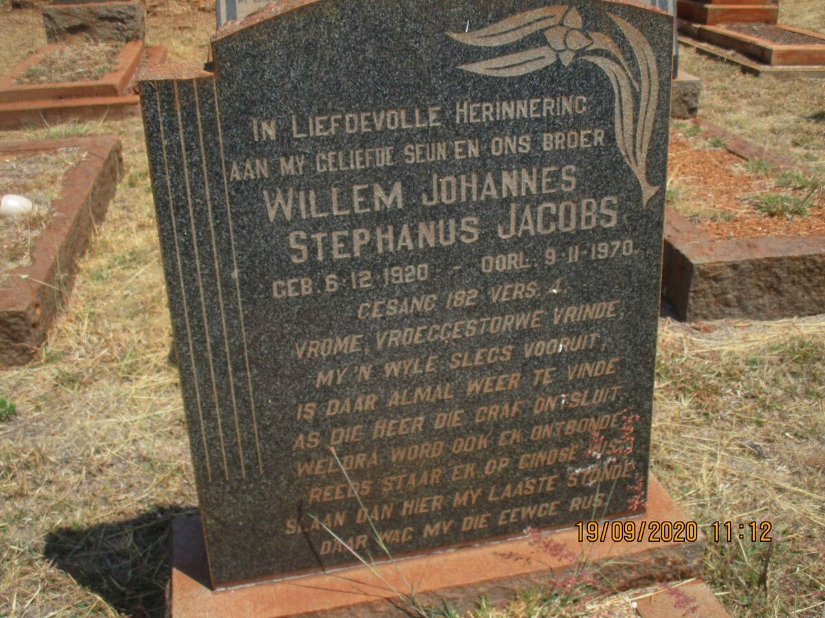 JACOBS Willem Johannes Stephanus 1920-1970