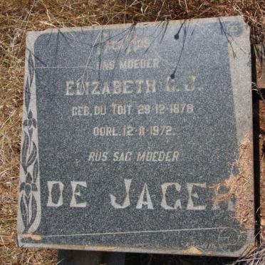 JAGER Elizabeth G.J., de nee DU TOIT 1878-1972