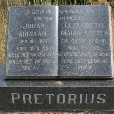 PRETORIUS Johan Adriaan 1884-1951 &amp; Elizabeth Maria Aletta VENTER 1887-1969