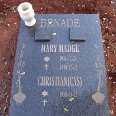 BENADE Christian 1938-  &amp;  Mary Madge 1938-1998