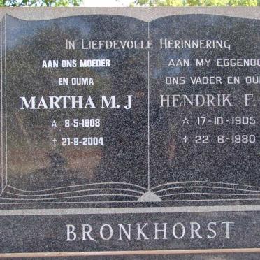 BRONKHORST Hendrik F.C. 1905-1980 &amp; Martha M.J. 1908-2004