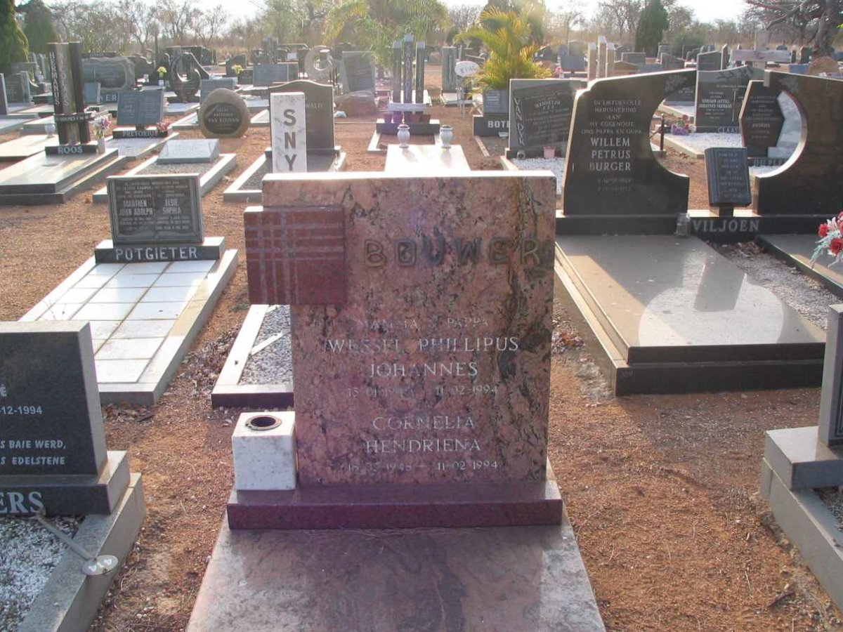 BOUWER Wessel Phillipus Johananes -1994 &amp; Cornelia Hendriena 19?8-1994