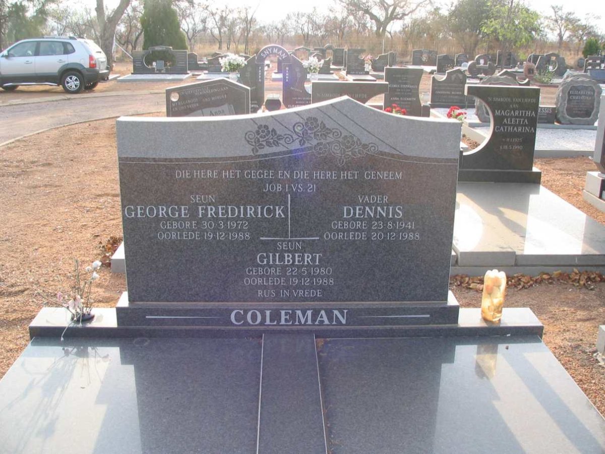 COLEMAN Dennis 1941-1988 :: COLEMAN George Frederick 1972-1988 :: COLEMAN Gilbert 1980-1988