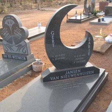 NEUWENHUIZEN Gert, Jansen van 1911-1993 &amp; Sarie NAUDE 1910-1995