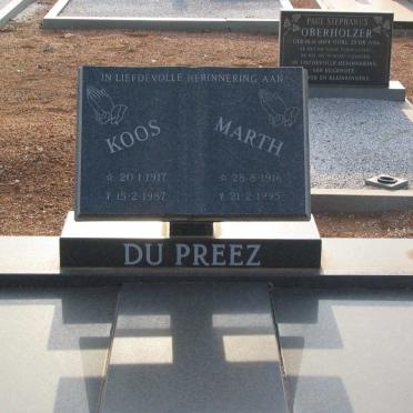 PREEZ Koos, du 1917-1987 &amp; Marth 1916-1995