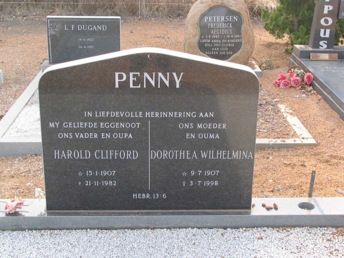 PENNY Harold Clifford 1907-1982 &amp; Dorothea Wilhelmina 1907-1998