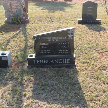TERBLANCHE J.C.G. 1909-2001 &amp; A.G. 1914-2001