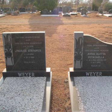 WEYER Paulus Stefanus 1910-1988 &amp; Anna Aletta Petronella GROBLER 1916-1992