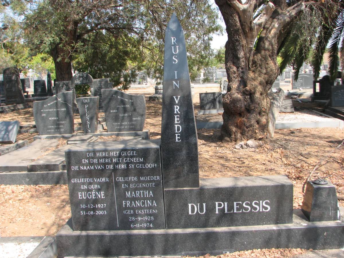 PLESSIS Eugene, du 1927-2003 &amp; Martha Francina EKSTEEN 1928-1974