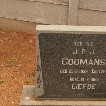 COOMANS J.P.J. nee COETZER 1932-1965