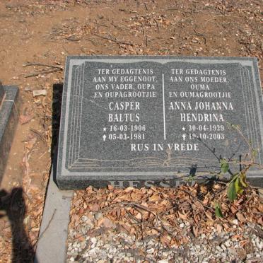 HESSELS Casper Baltus 1906-1981 &amp; Anna Johanna Hendrina 1929-2003