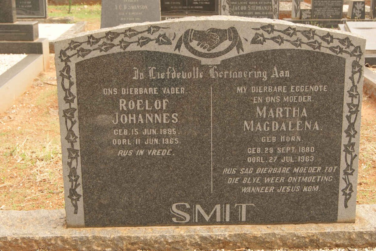 SMIT Roelof Johannes 1885-1965 &amp; Martha Magdalena HORN 1880-1963