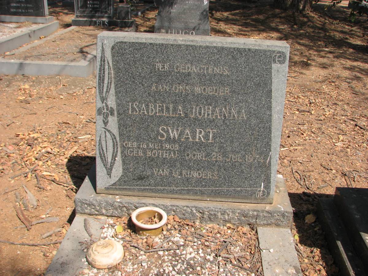 SWART Isabella Johanna nee BOTHA 1905-1974