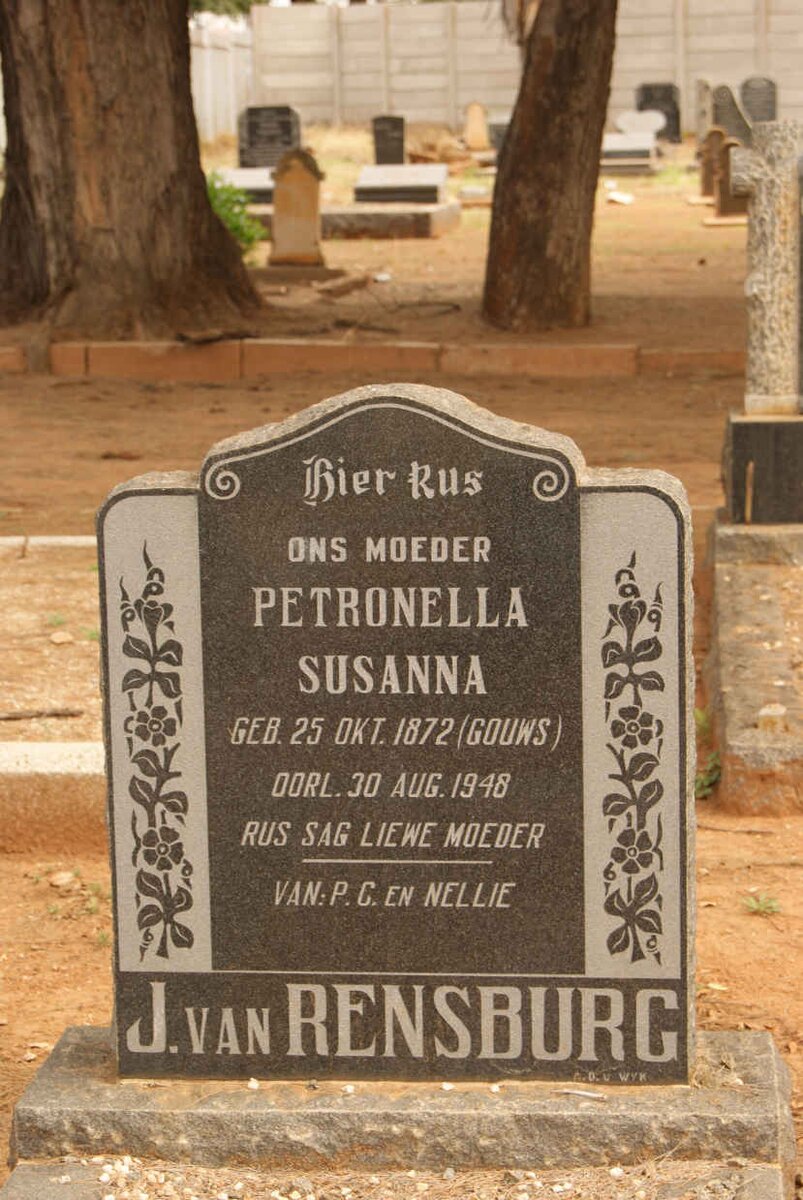 RENSBURG Petronella Susanna, J. van nee GOUWS 1872-1948