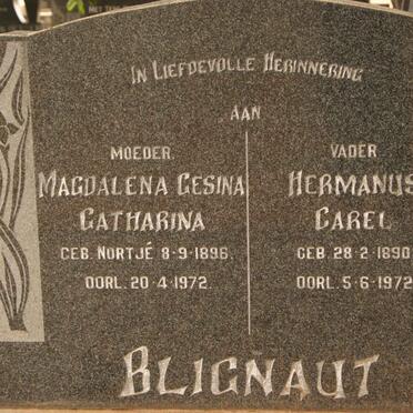 BLIGNAUT Hermanus Carel 1890-1972 &amp; Magdalena Gesina Catharina NORTJÉ 1896-1972