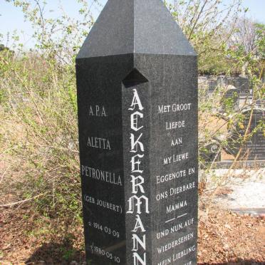 ACKERMANN Aletta Petronella nee JOUBERT 1914-1980