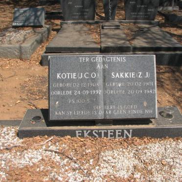 EKSTEEN Z.J. 1901-1987 &amp; J.C.O. 1908-1997