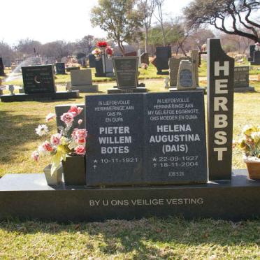 HERBST Pieter Willem Botes 1921- &amp; Helena Augustina DAIS 1927-2004