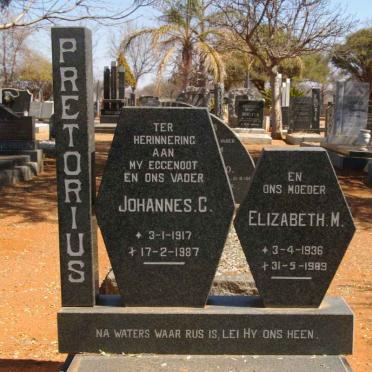 PRETORIUS Johannes C. 1917-1987 &amp; Elizabeth M. 1936-1989