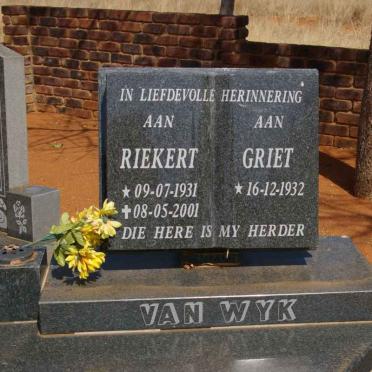 WYK Riekert, van 1931-2001 &amp; Griet 1932-