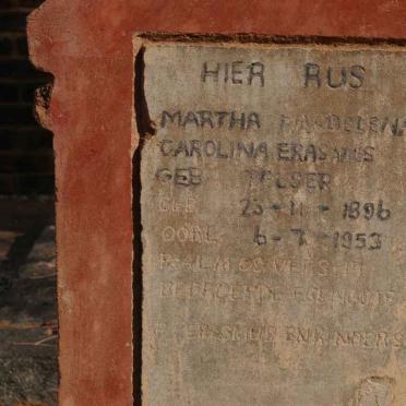 ERASMUS Martha Magdalena Carolina nee PELSER 1896-1953