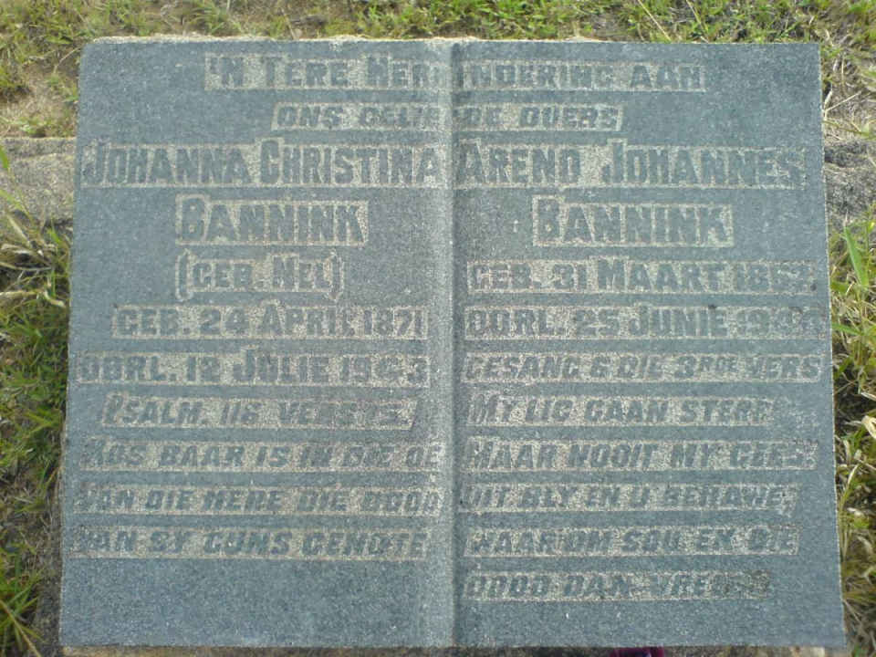 BANNINK Arend Johannes 1867-1943 &amp; Johanna Christina NEL 1871-1943