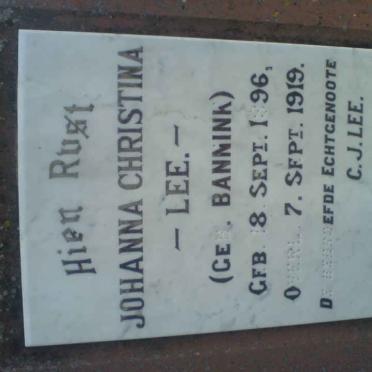 LEE Johanna Christina nee BANNINK 1896-1919