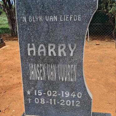 VUUREN Harry, Jansen van 1940-2012 