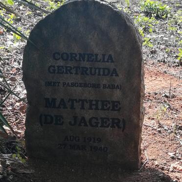 MATTHEE Cornelia Gertruida nee DE JAGER 1919-1940