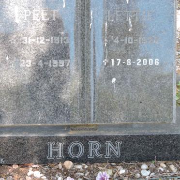 HORN Peet 1913-1997 &amp; Lettie 192?-2006