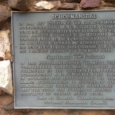 2. Plaque on the history of Schoemansdal