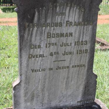 BOSMAN Gerhardus Francois 1903-1919 