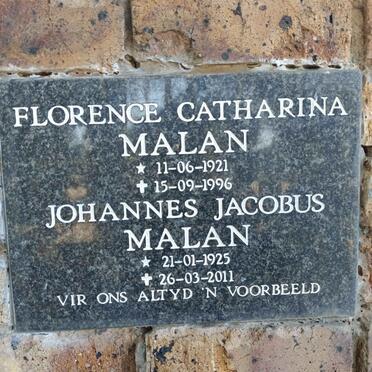 MALAN Johannes Jacobus 1925-2011 & Florence Catharina 1921-1996