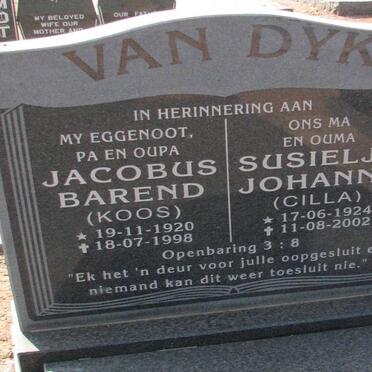 DYK Jacobus Barend, van 1920-1998 &amp; Susielja Johanna 1924-2002