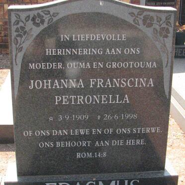 ERASMUS Johanna Franscina Petronella 1909-1998