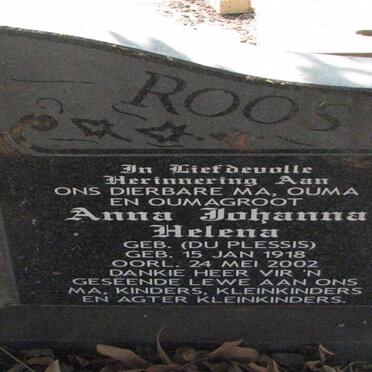 ROOS Anna Johanna Helena nee DU PLESSIS 1918-2002